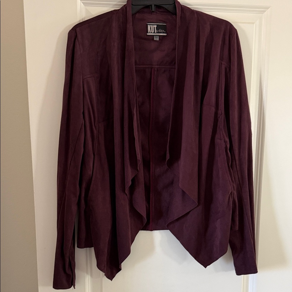 Kut from the Kloth Draped Open-Front Blazer - Deep Wine